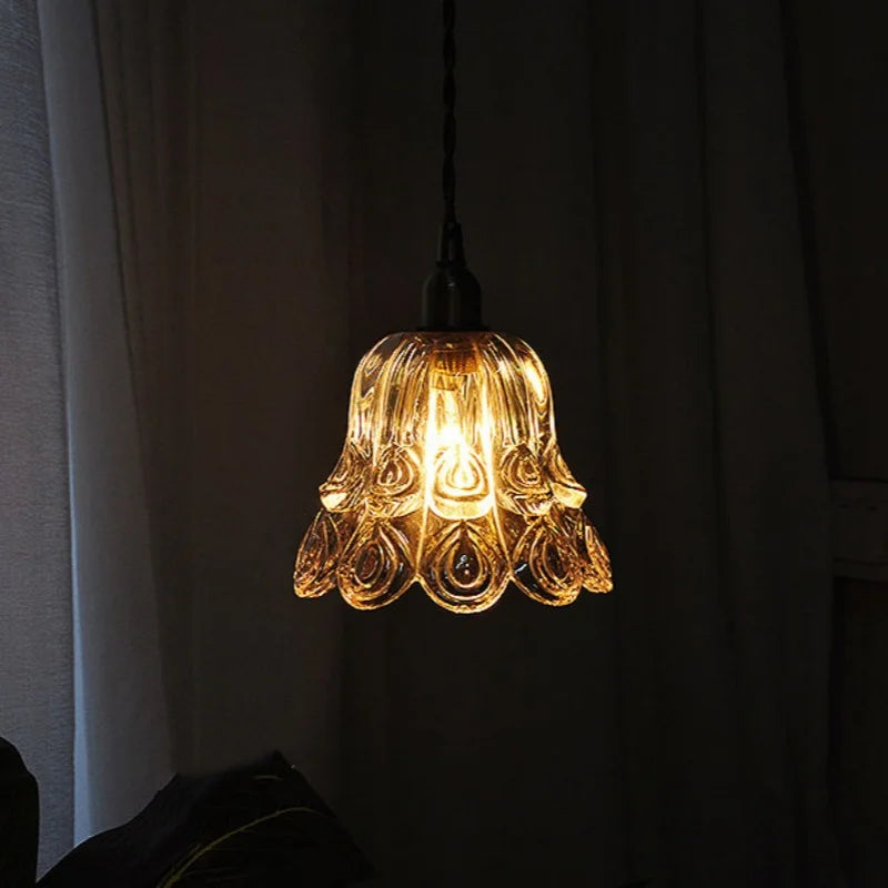 Ornate amber copper led pendant light for café and dining room