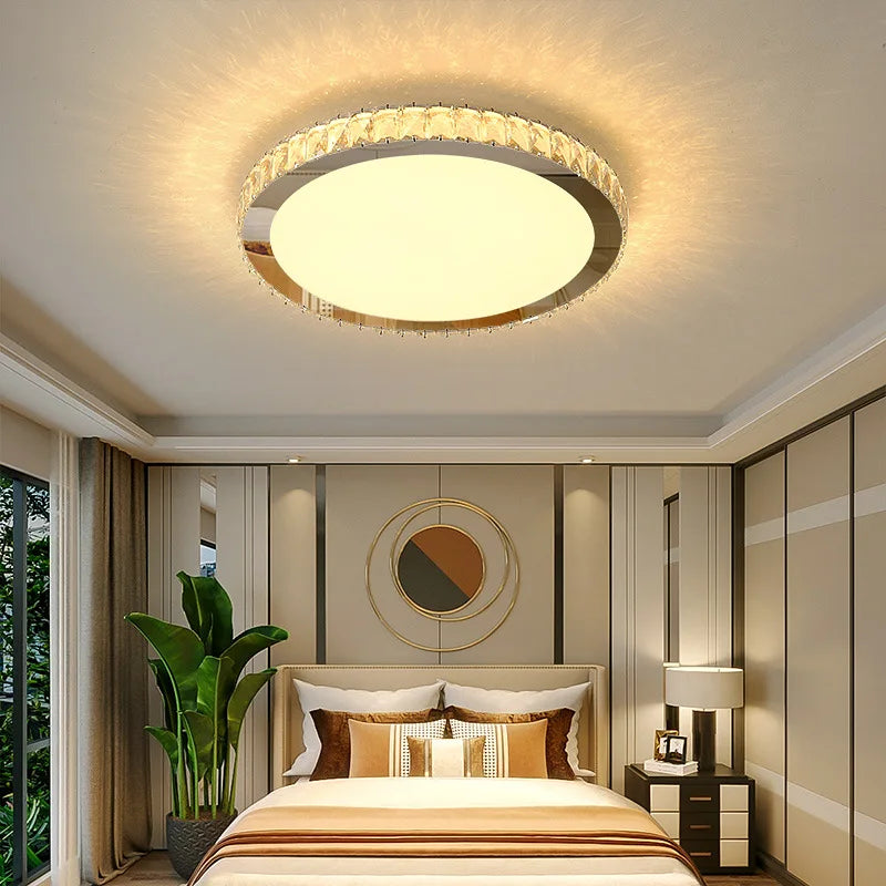 DecorBites™ Crystal Round Ceiling Lamp Elegant LED Lighting for Bedroom & Living Room