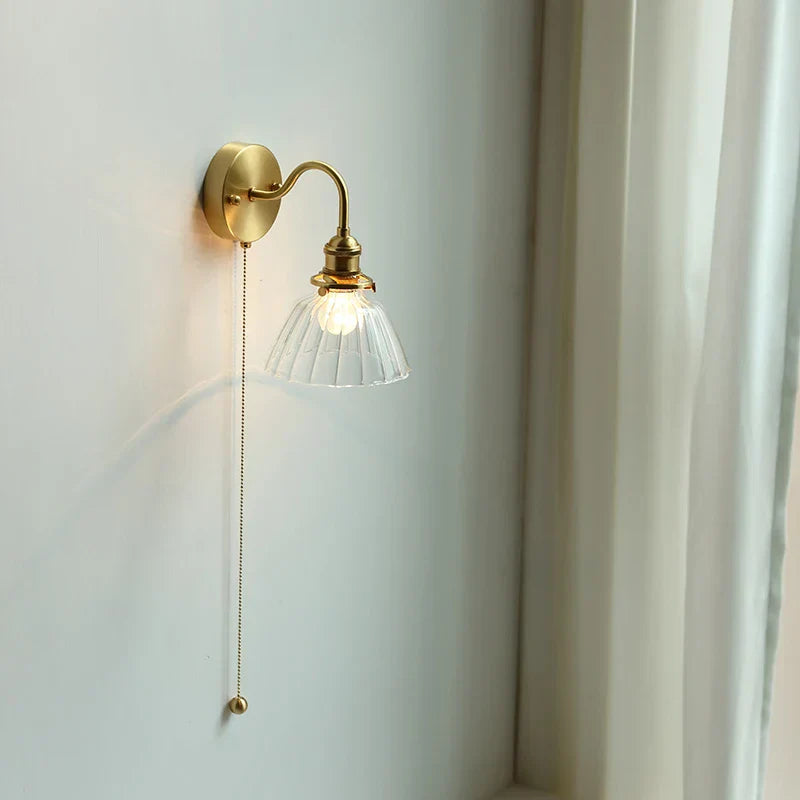 DecorBites™ Clear Glass LED Wall Sconce Pull Chain Switch Modern Stair Light