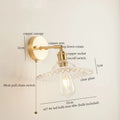 Vintage brass and green glass led wall light bedroom sconce