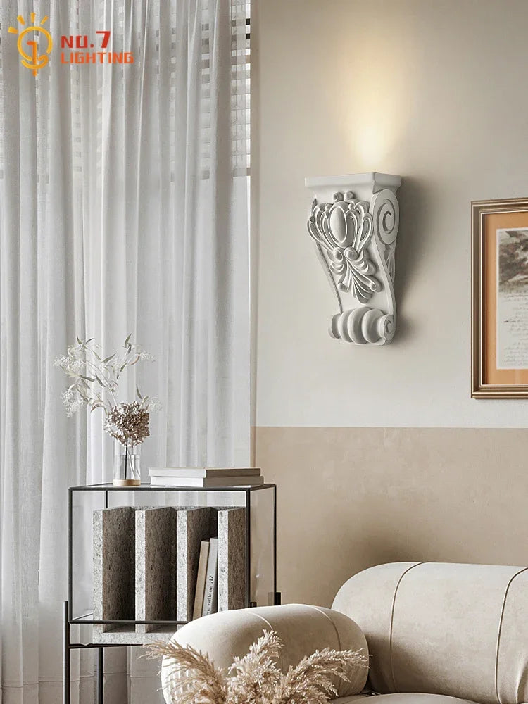 DecorBites™ Cream Resin Wall Lamp LED E27 for Classical Living Spaces