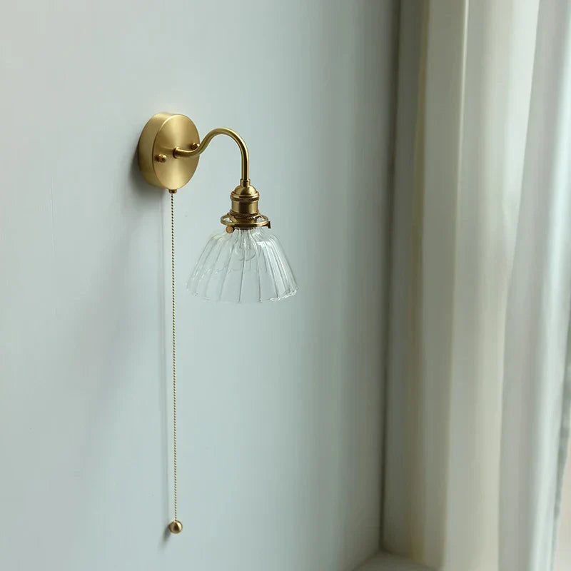 DecorBites™ Clear Glass LED Wall Sconce Pull Chain Switch Modern Stair Light