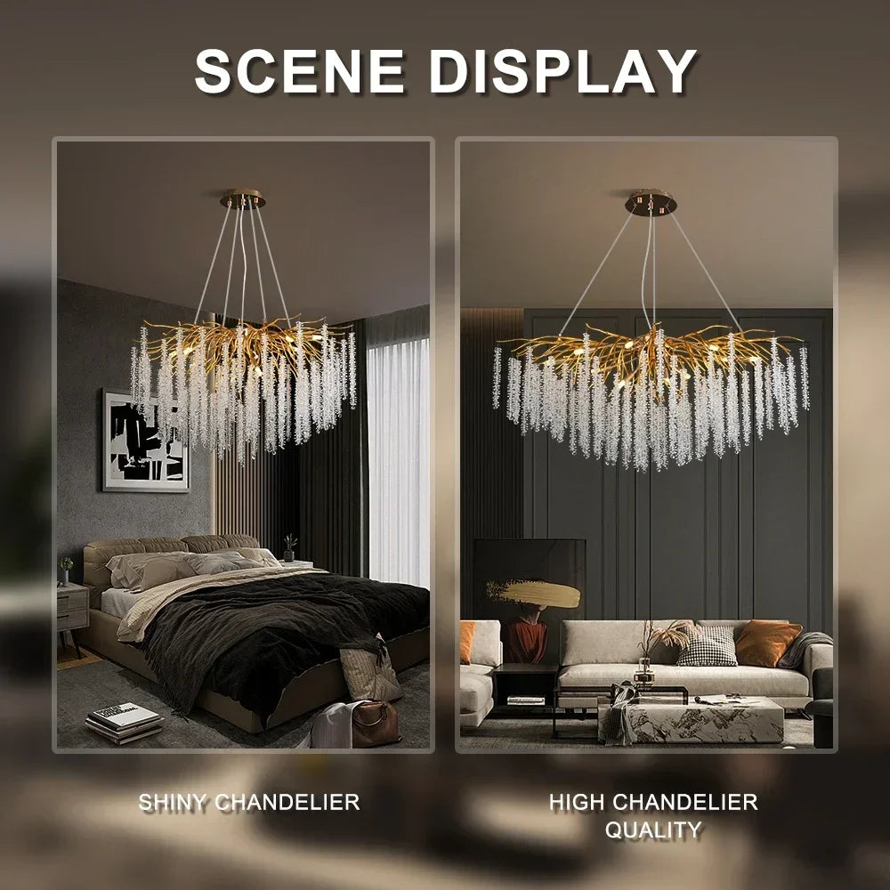 DecorBites™ Crystal Ceiling Chandelier for Bedroom and Living Room