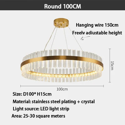 DecorBites™ Gold Crystal Chandelier: Modern LED Luxury Lighting for Dining Living Bedroom