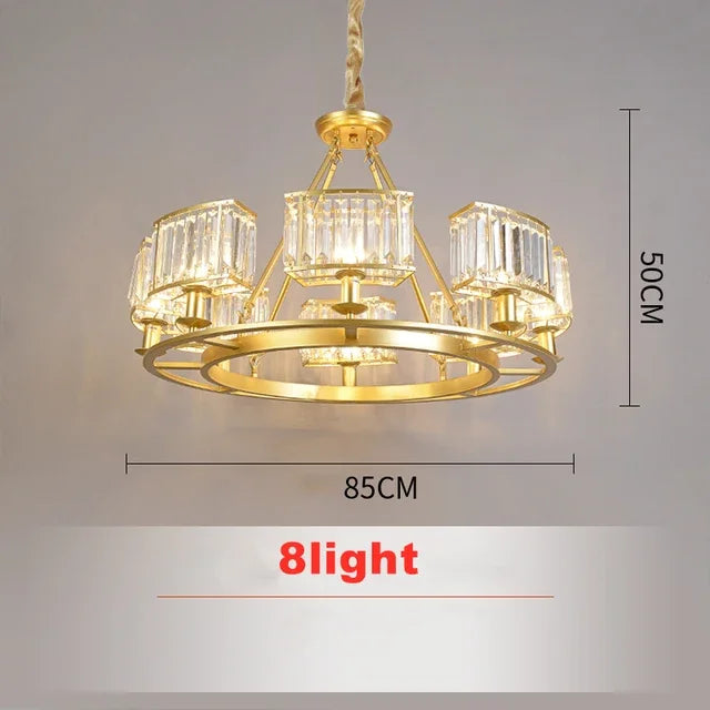 DecorBites™ Copper Crystal Chandelier: Modern LED Ceiling Light for Home Deco & Ambiance, Living, Dining, Bedroom