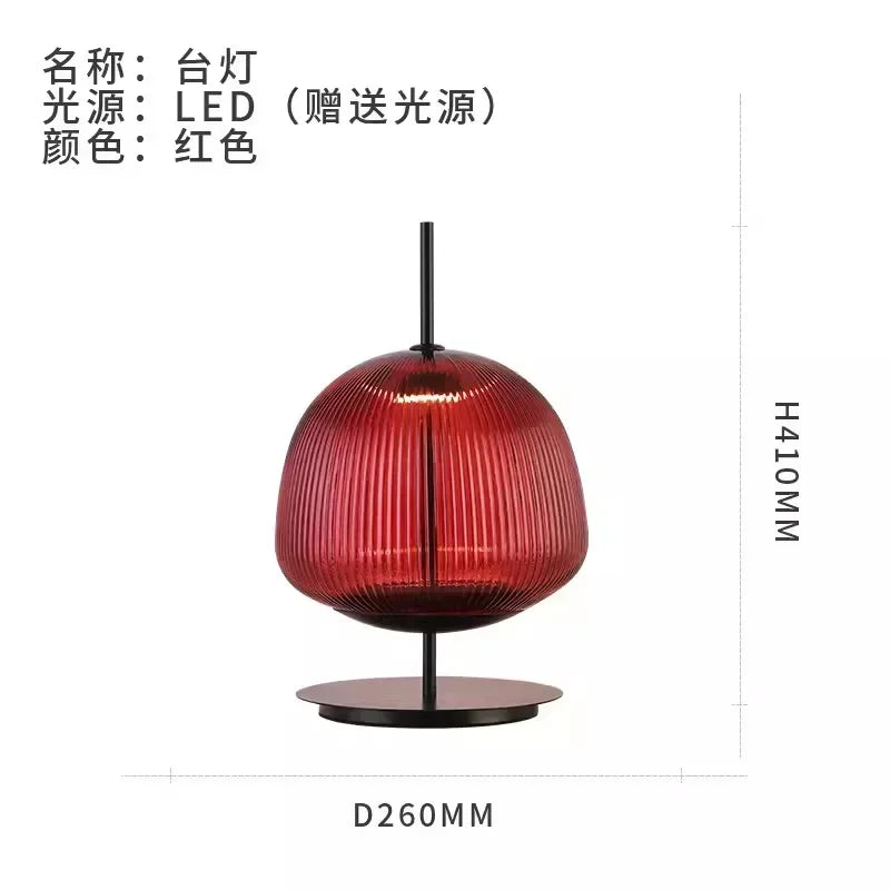 DecorBites™ Green Red Glass Table Lamp LED Lighting for Bedroom and Living Room