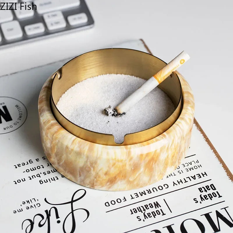 DecorBites™ Gold Plated Marble Texture Ashtray - Smoking Accessories Weed Tray