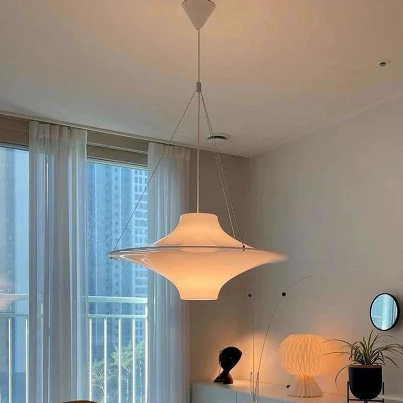 DecorBites™ Cream Acrylic UFO Pendant Light: Modern Home Decor Hanging Lamp