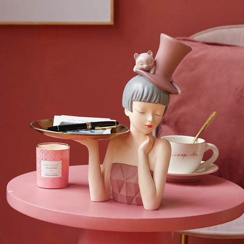 DecorBites™ Elegant Woman Bust Sculpture Tray | Modern Home Decor Living Room Decorations