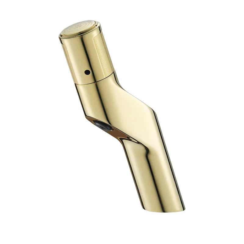 DecorBites™ Gold Basin Faucet: Single Handle Push-Button Mixer Tap for Bathroom, Brass Material