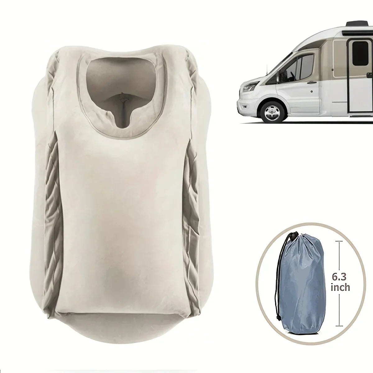 DecorBites™ Inflatable Travel Pillow: Portable Neck Cushion for Airplane, Car, Office, Nap.