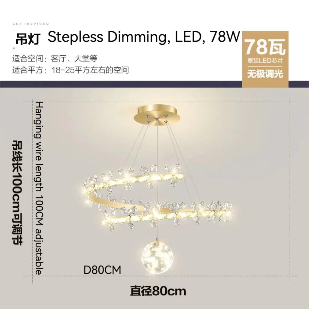 DecorBites™ Crystal Flower Gold Ceiling Chandelier: Modern Luxury Nordic Living Room Light