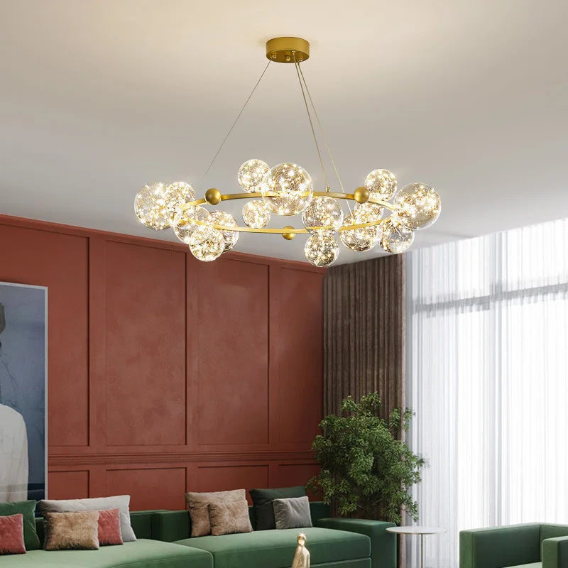 DecorBites™ Glass Ball LED Ceiling Chandelier for Home Dining Living Bedroom