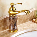 DecorBites™ Golden Marble Bathroom Sink Faucet Hot Cold Water Mixer Deck Mounted Gold Tap