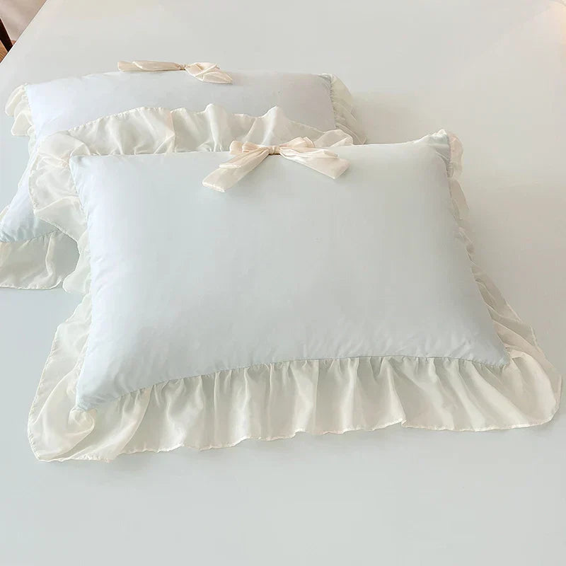 DecorBites™ Korean Lace Bow Bedding Set: Luxury Princess Quilt Cover for Girls Wedding Home Textiles
