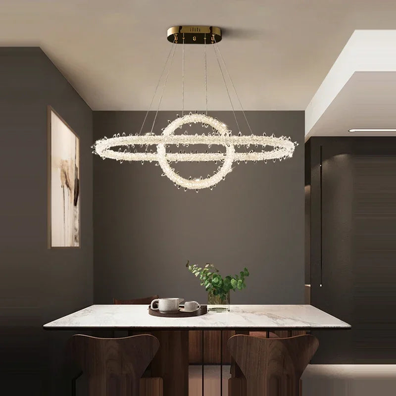 DecorBites™ Crystal Flower LED Chandelier Pendant Light for Living and Dining Room