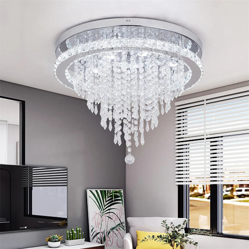 DecorBites™ K9 Crystal LED Chandelier Luxe Smart Ceiling Lamp Pendant Light