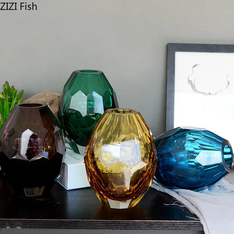 DecorBites™ Amber Glass Vase for Desk Decoration and Floral Arrangement