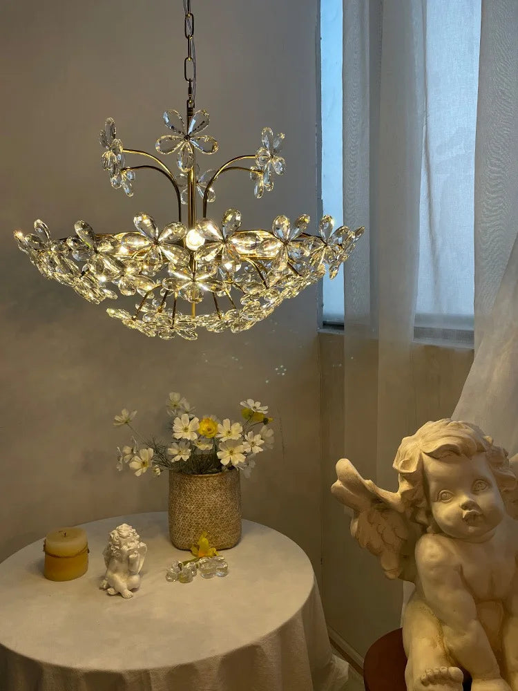 DecorBites™ Crystal Flower Pendent Chandelier - Modern Design for Living Room, Restaurant, and Bedroom