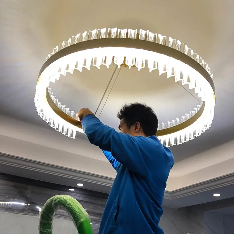 DecorBites™ Crystal LED Ring Chandelier: Modern Home Lighting Fixture