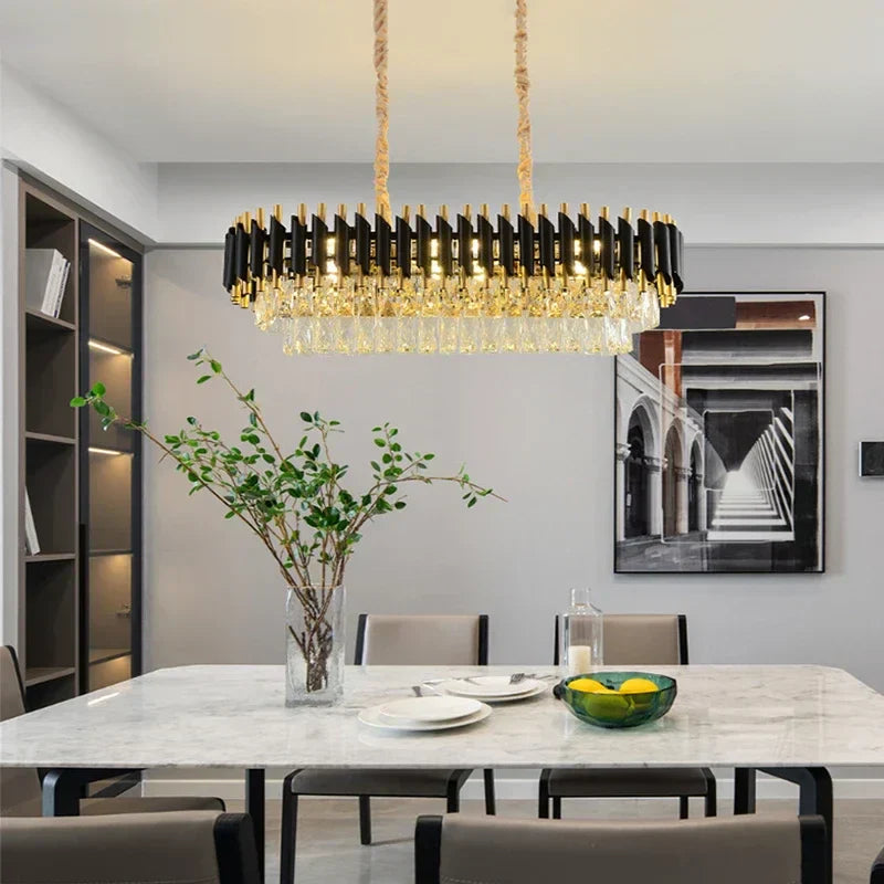 DecorBites™ Crystal Pendant Chandelier - Modern Luxury LED Lighting for Living, Dining, Bedroom