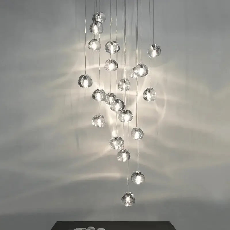 DecorBites™ Crystal Ball Chandelier: Modern LED Stair Chandelier for Living Room and Kitchen