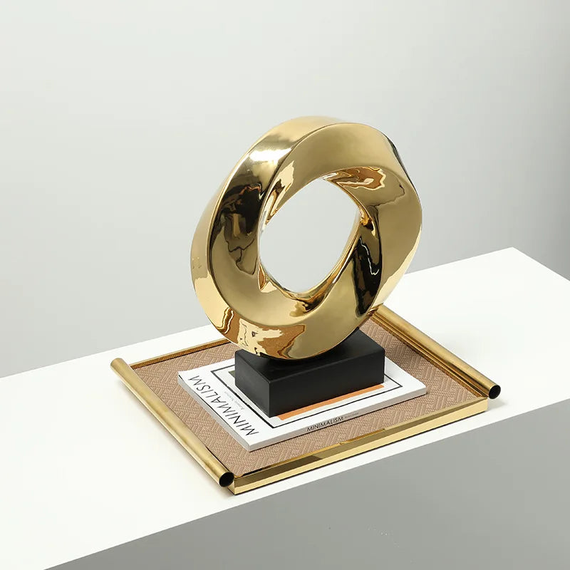 DecorBites™ Geometric Gold Ring Hollow Decor Figurines Home Accessory