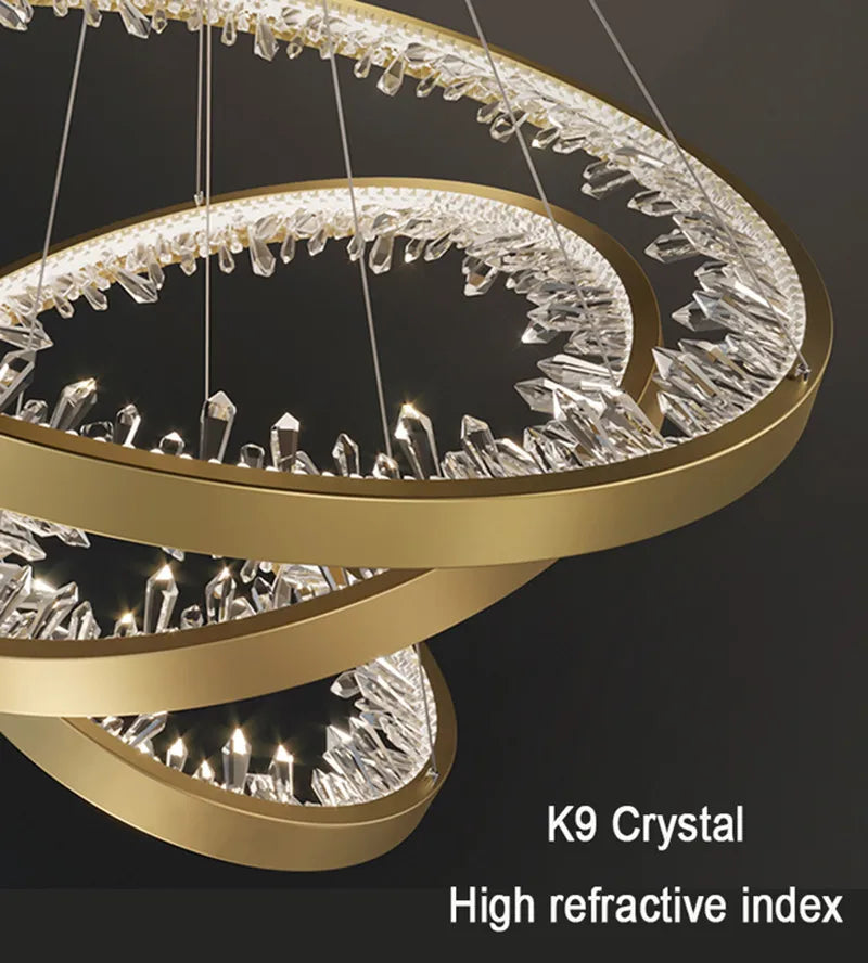 DecorBites™ Crystal LED Chandelier Circle Hanging Lamp - Modern Luxury Dimmable Lighting