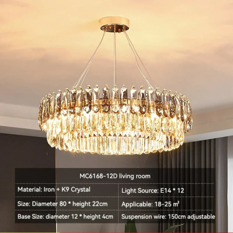 DecorBites™ Gold Crystal Chandelier: Luxury Lighting for Dining Living Bedroom Kitchen Island