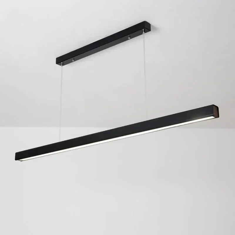 DecorBites™ LED Linear Pendant Light - White Black Wood Finish - Long Hanging Office Fixture