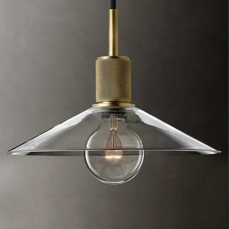 DecorBites™ Clear Glass LED Pendant Light Gold Metal ChandelierMarshalAsLED Hanging Lamp