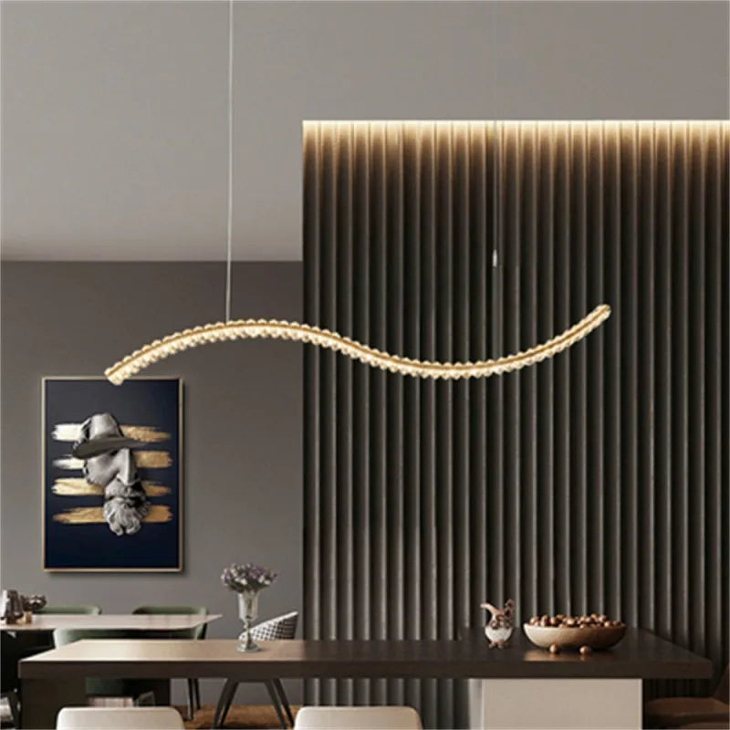 DecorBites™ Crystal LED Pendant: Modern Minimalist Chandelier for Home Dining Living Room Decor