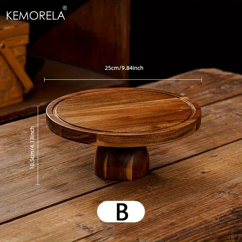 DecorBites™ Acacia Wood Cake Tray: Elevate Your Dessert Display