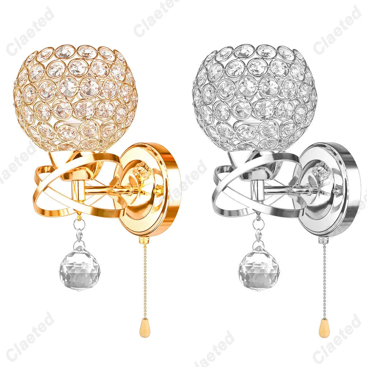 DecorBites™ Crystal Wall Light: Elegant Bedroom Bedside Lamp E27 Sconce, European Design