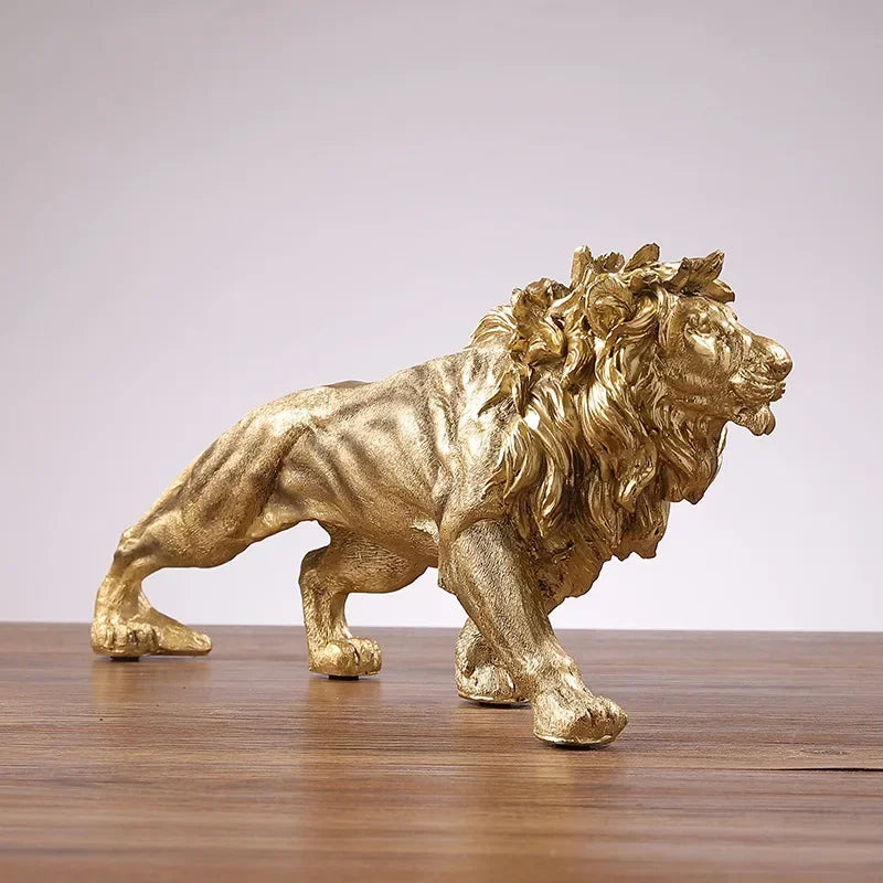 DecorBites™ Golden Lion King Resin Statue Ornament for Home Office Desktop Decoration