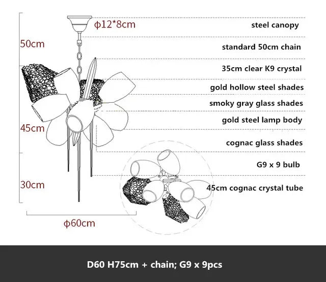 DecorBites™ Crystal Duplex Chandelier - Modern Designer Lighting for Living Room