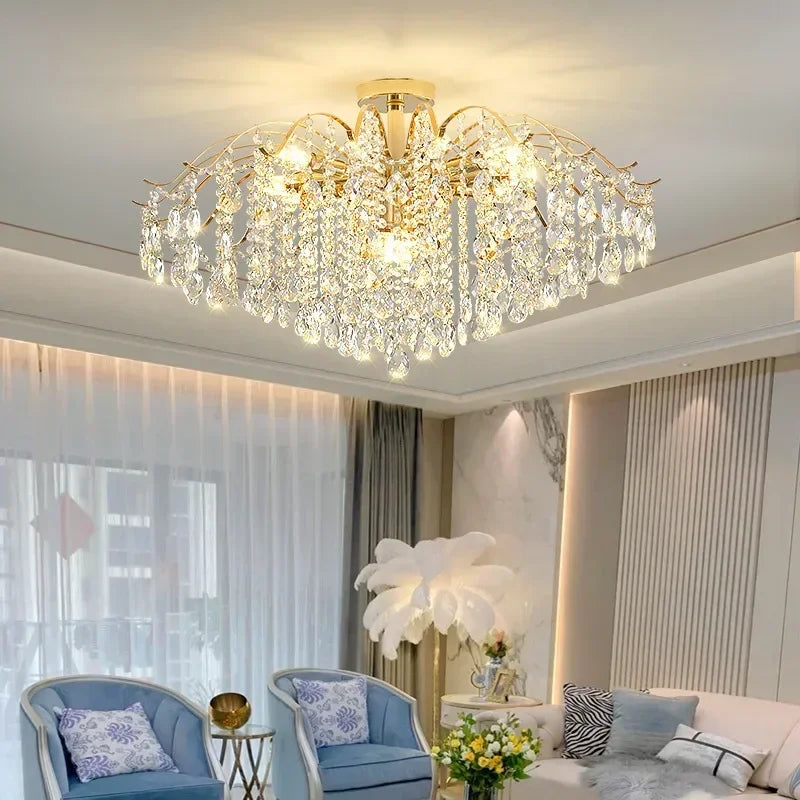 DecorBites™ Crystal LED Chandelier Ceiling Lamp Modern Living Room Bedroom Light