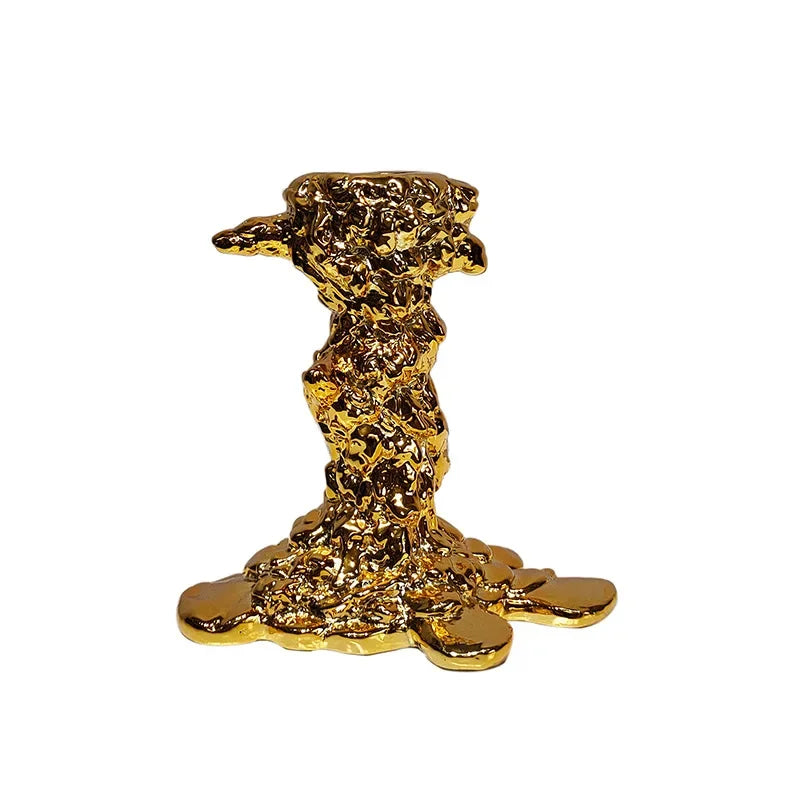 DecorBites™ Golden Candlestick Holder Resin Plated Wedding Centerpiece