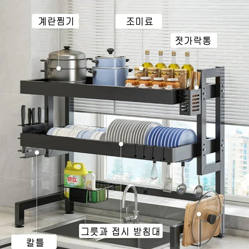 DecorBites™ Kitchen Sink Dish Drying Rack Cutlery Organizer Shelf Counter Storage