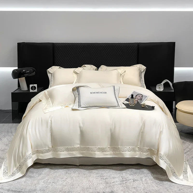 DecorBites™ Eucalyptus Lyocell 1000TC Luxury Bedding Set with Wide Edge, Soft Silky & Breathable