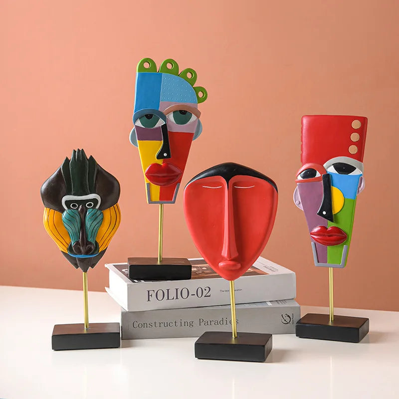 DecorBites™ African Abstract Face Monkey Sculpture for Modern Home Decor