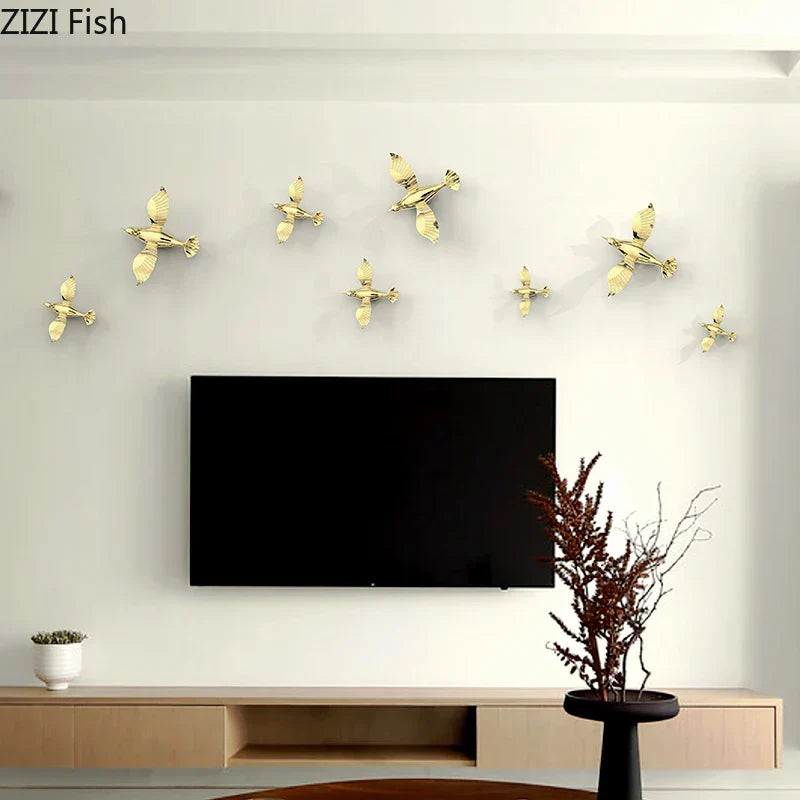 DecorBites™ Gold/Silver Pigeon Wall Ornaments - Dove Statue for Living Room Aesthetics