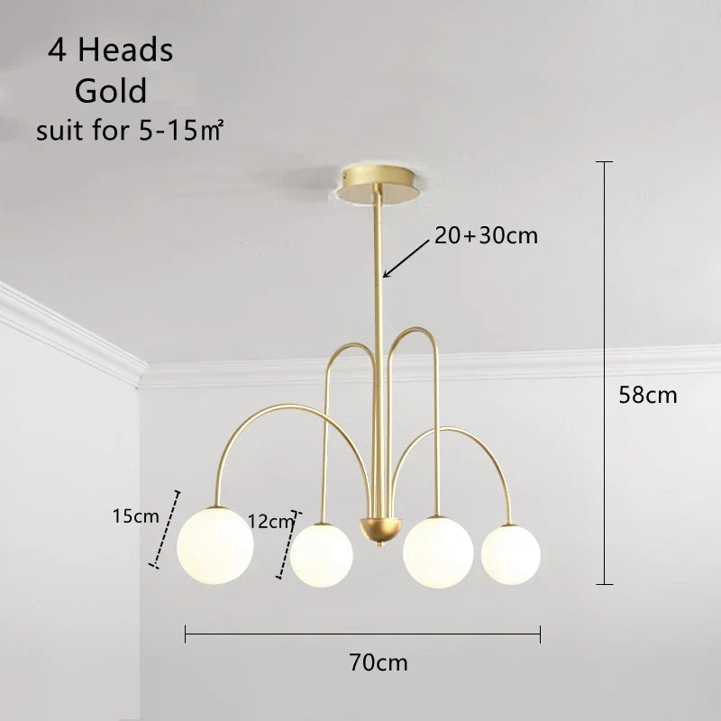 DecorBites™ Glass Ball Pendant Chandelier with LED for Dining Living Bar Kitchen Island