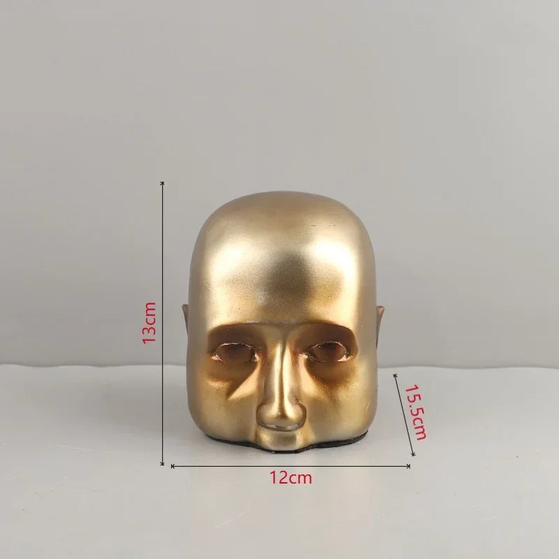 DecorBites™ Golden Head Half Face Resin Sculpture Abstract Portrait Home Decor Figurine