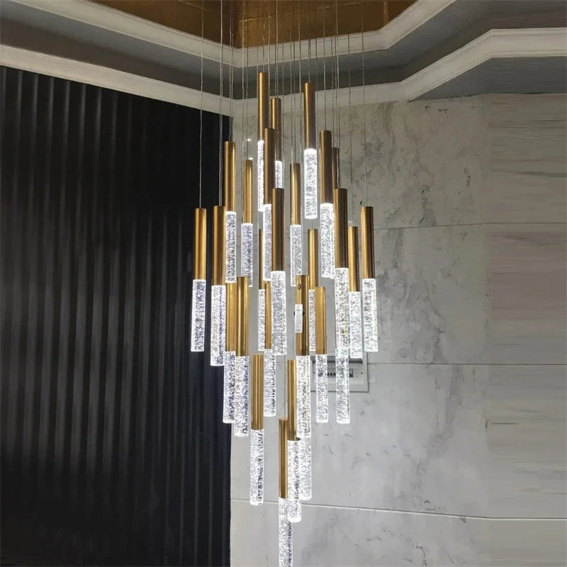 DecorBites™ Crystal LED Chandelier: Stylish Lighting for Staircase & Living Room