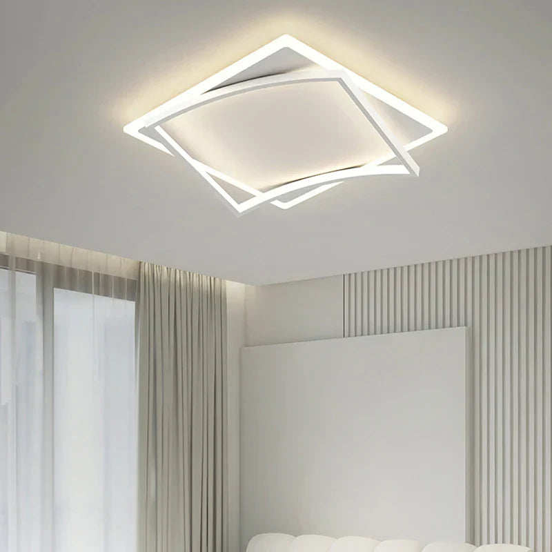 DecorBites™ Geometric Square LED Ceiling Light with Remote Control for Study Living Room Bedroom