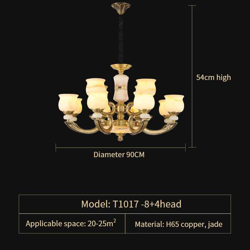 DecorBites™ Copper Jade Pendant Lamp: Modern Chinese Style Dining Room Decor for Villas