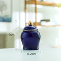 DecorBites™ Gold Tea Canister Ceramic Storage Jar with Lid for Desk Decoration