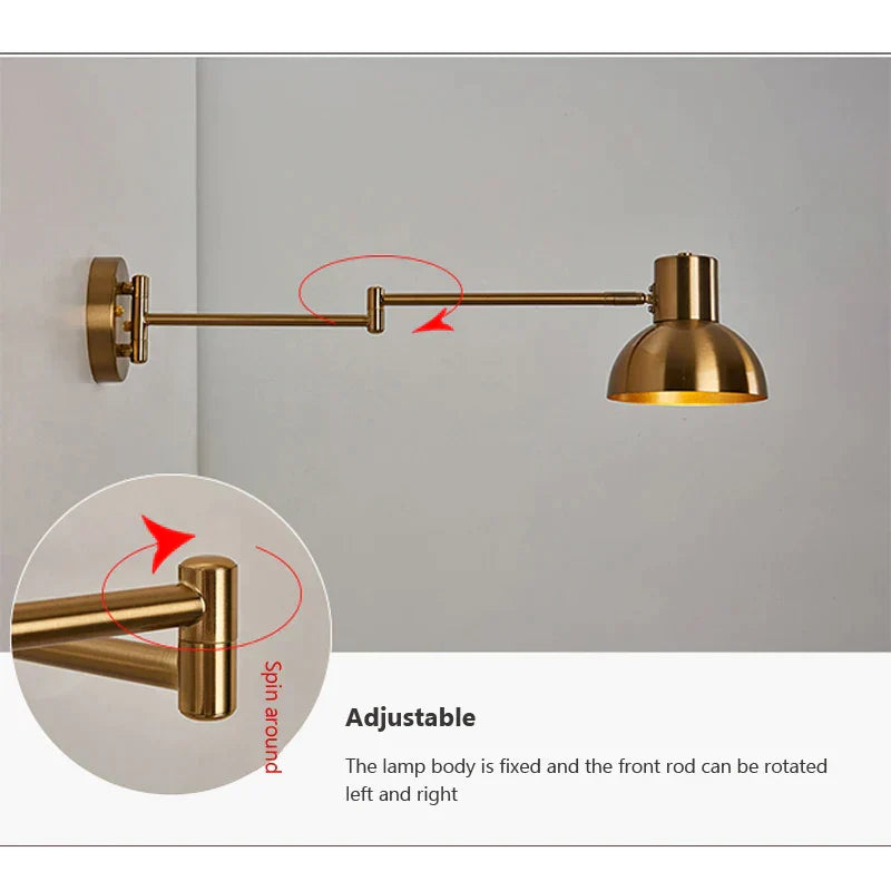 DecorBites™ Adjustable Swing Arm Wall Lamp for Bedroom, Restaurant, and Luxury Ambiance
