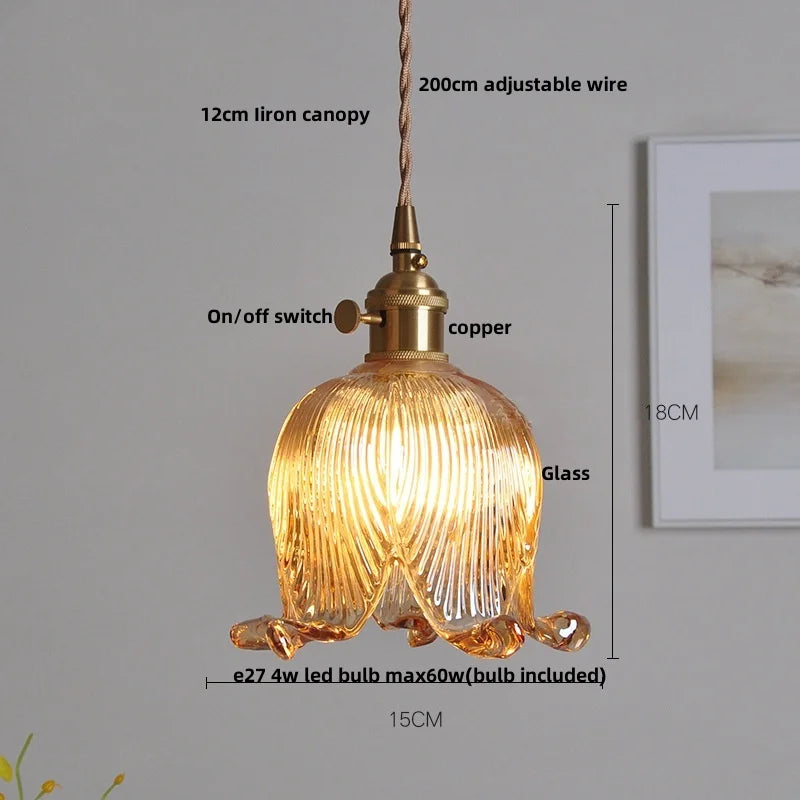 DecorBites™ Copper Glass LED Pendant Light - Modern Adjustable Hanging Fixture for Home deco